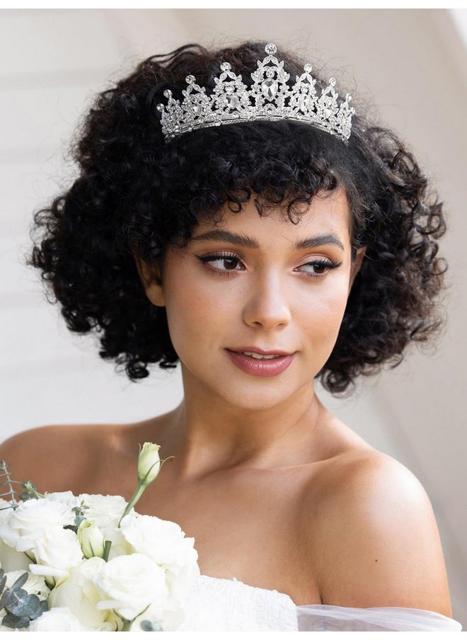 SWEETV Jeweled Tiaras And Crowns For Women Crystal Queen Crown Silver Wedding Tiara For Bride Metal Birthday Quinceanera Pageant Prom Headpieces  - Image 2