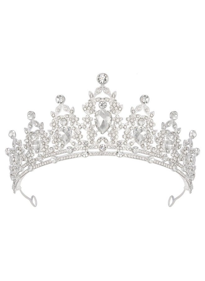 SWEETV Jeweled Tiaras And Crowns For Women Crystal Queen Crown Silver Wedding Tiara For Bride Metal Birthday Quinceanera Pageant Prom Headpieces  - Image 1