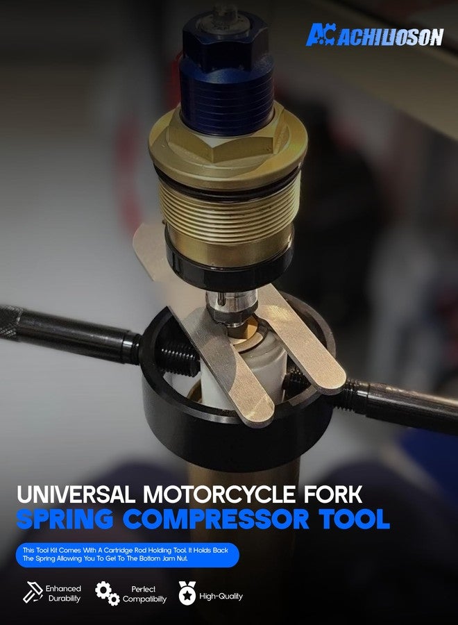 Achilioson Universal Motorcycle Fork Spring Compressor Tool Kit Compatible with Most Upside Down Streetbike & Motorcycle Forks - Image 2