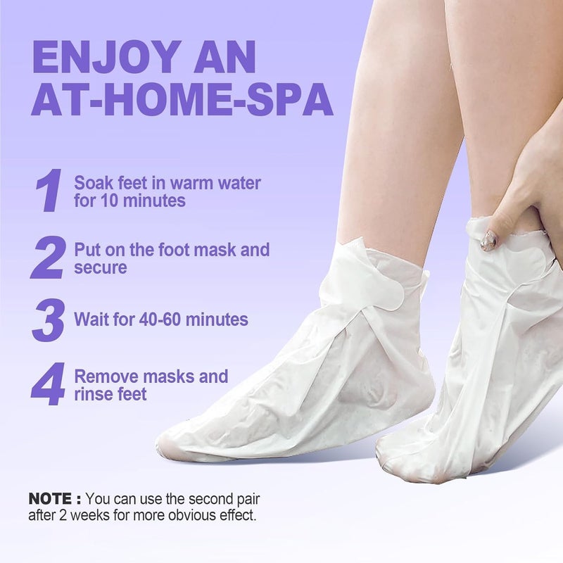 JVR Foot Peel Mask - 3 Pairs - Exfoliating Peeling Callus Remover, Repairs Cracked Heels & Dead, Dry Skin, for Smoother and Softer Feet (Lavender) - Image 5