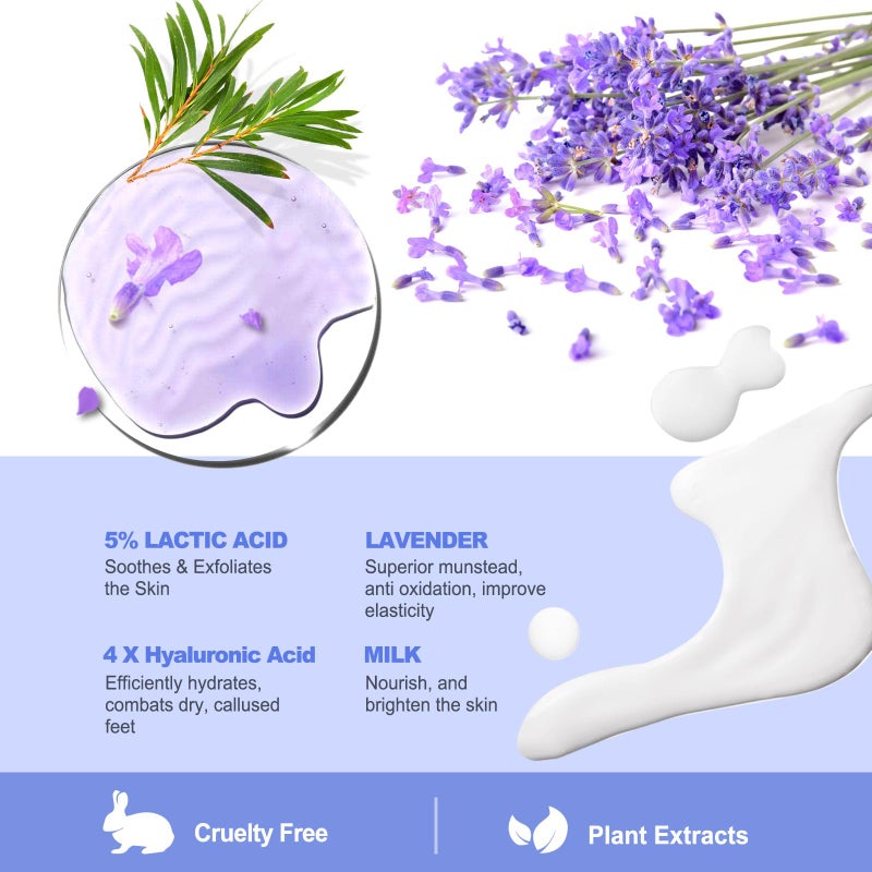 JVR Foot Peel Mask - 3 Pairs - Exfoliating Peeling Callus Remover, Repairs Cracked Heels & Dead, Dry Skin, for Smoother and Softer Feet (Lavender) - Image 4