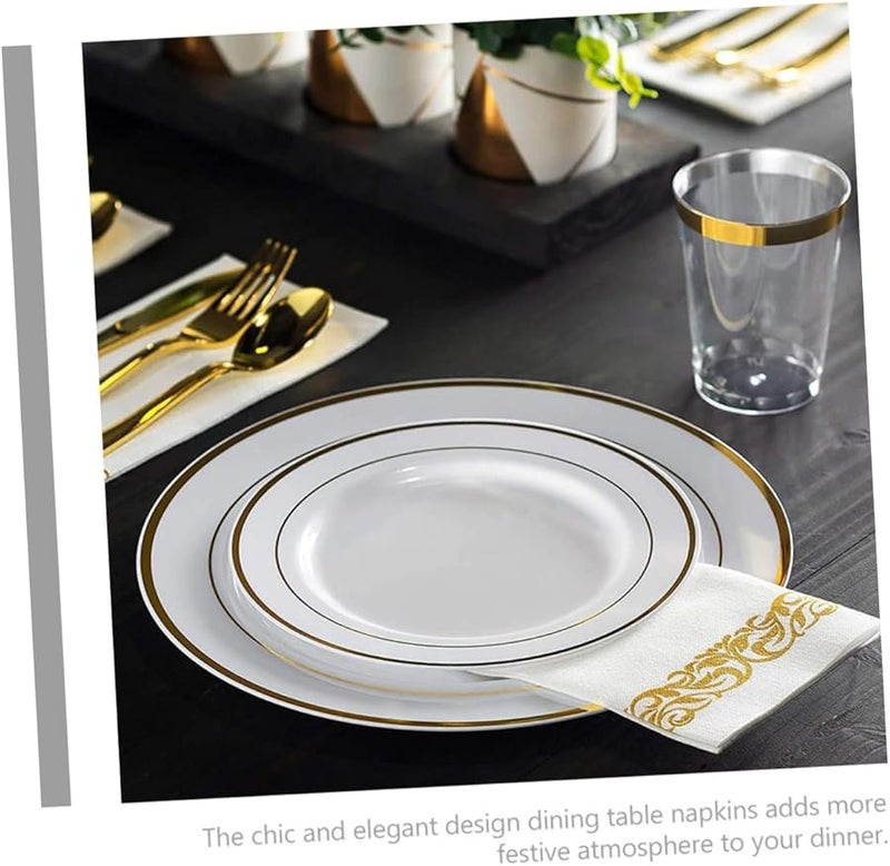 مناديل بيوبريتي الذهبية المذهبة للاستخدام لمرة واحدة 25 قطعة لحفلات الزفاف والفنادق والفعاليات - Image 4