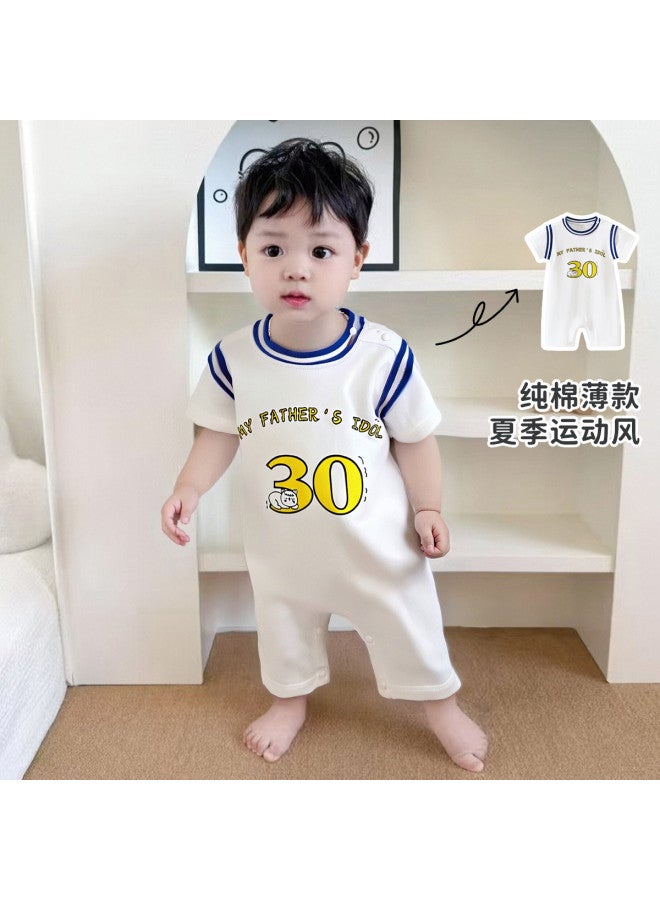 Bornbay new Summer Boys' Cotton Bodysuit - Lightweight, Breathable Shoulder Snap Creeper - Image 2
