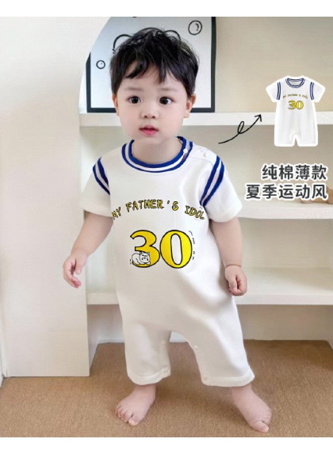 Bornbay new Summer Boys' Cotton Bodysuit - Lightweight, Breathable Shoulder Snap Creeper - Image 1