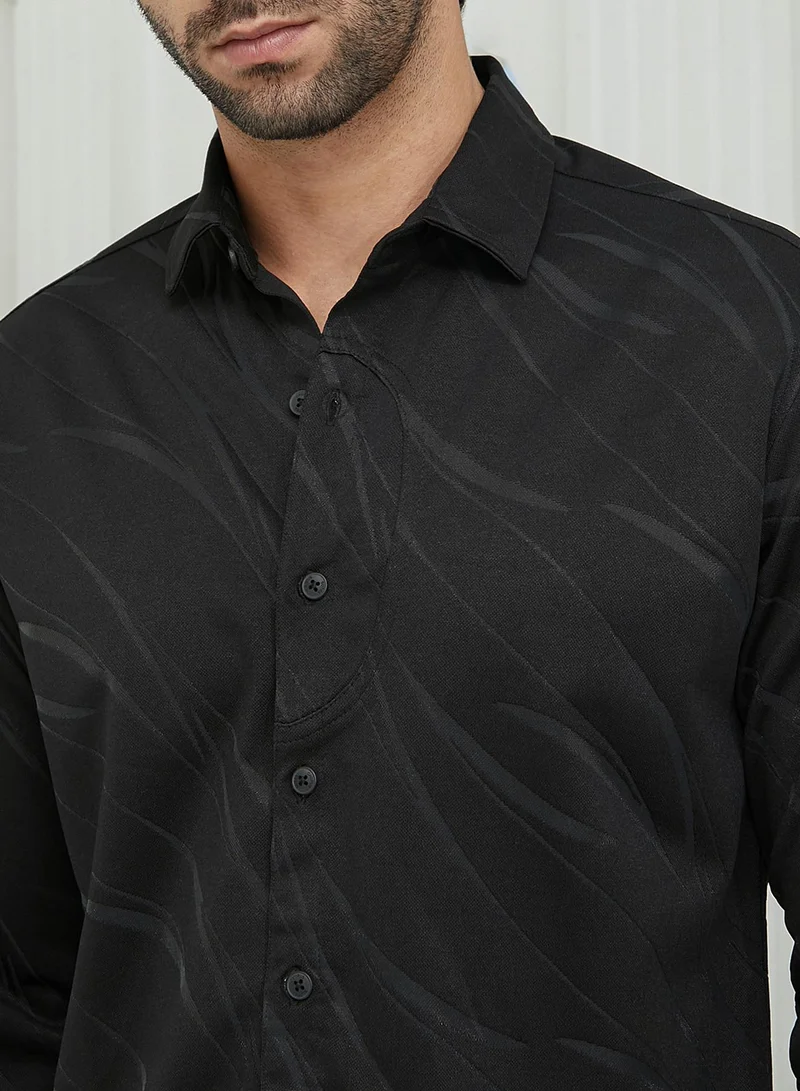 كامبوس سوترا Men's Onyx Black Scratch-Tactile Shirt