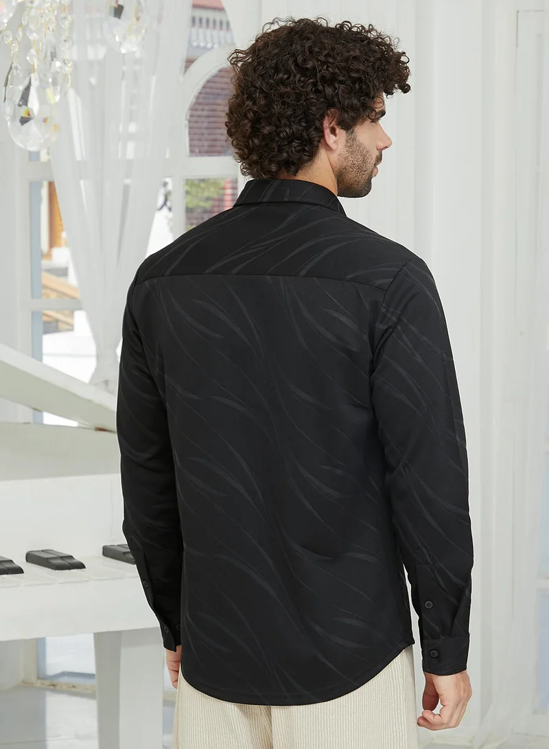كامبوس سوترا Men's Onyx Black Scratch-Tactile Shirt