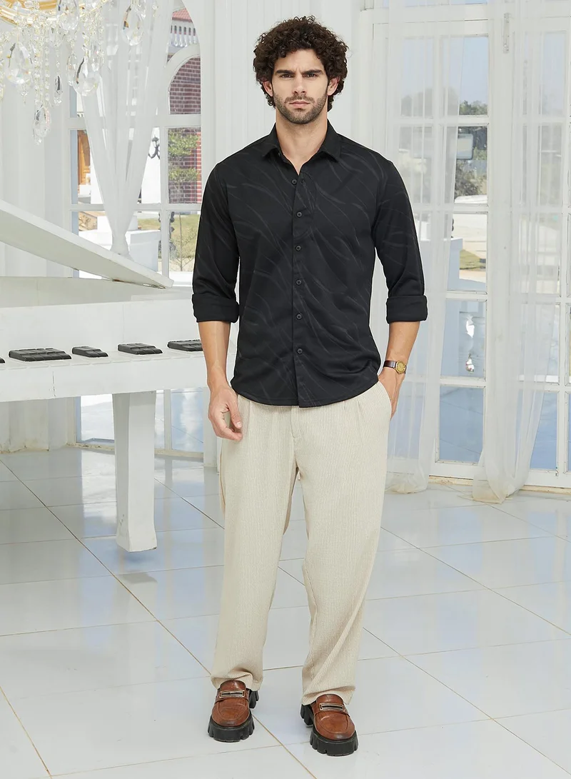 كامبوس سوترا Men's Onyx Black Scratch-Tactile Shirt