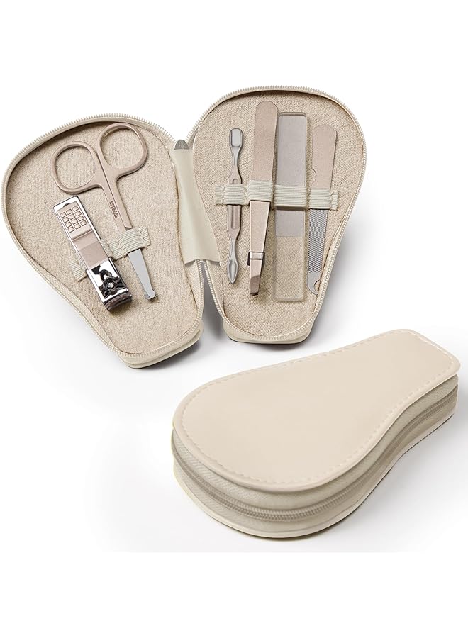 haakaa Baby Nail Clippers 6 In 1 Baby Nail Care Kit With Pu Storage Case Nail Scissor Cuticle Pusher 2 Nail Files Nail Clipper & Tweezer Baby Manicure Set For Babies White - Image 1