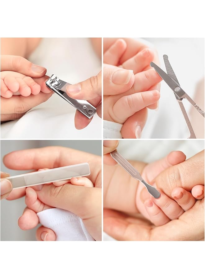 haakaa Baby Nail Clippers 6 In 1 Baby Nail Care Kit With Pu Storage Case Nail Scissor Cuticle Pusher 2 Nail Files Nail Clipper & Tweezer Baby Manicure Set For Babies White - Image 3