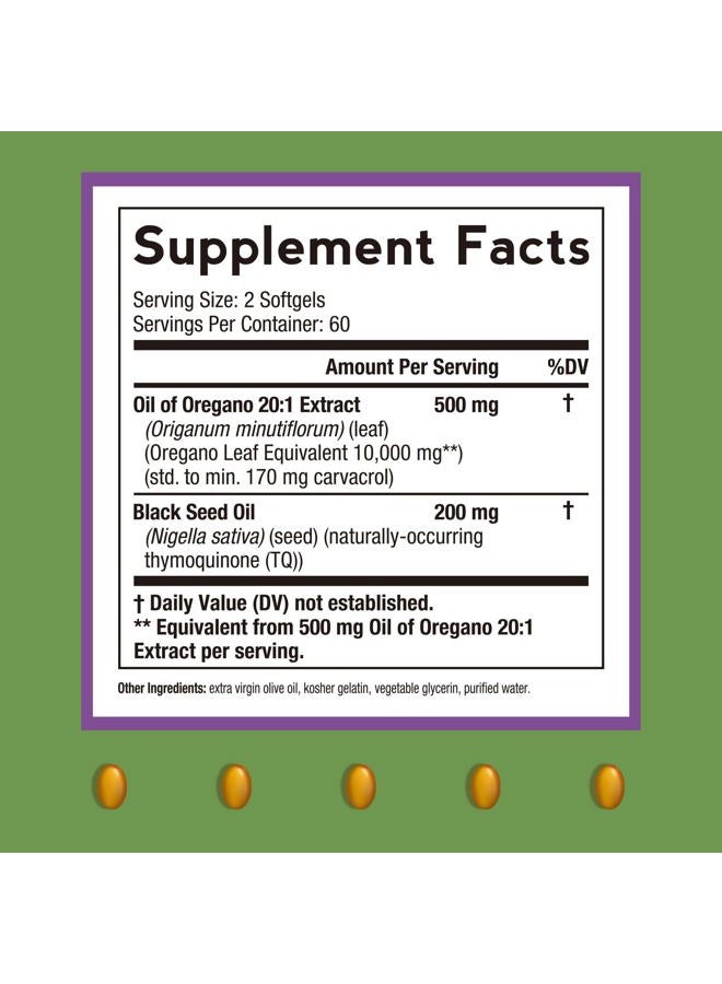 Doctor's Recipes Oil of Oregano with Black Seed Oil,10000 MG Oregano Oil, Non-GMO, All Natural Herbal Supplement, Antioxidant & Immune Support, 120 Softgels - Image 2