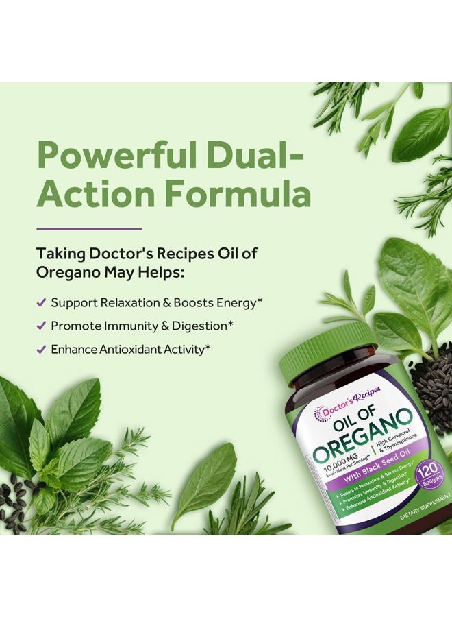 Doctor's Recipes Oil of Oregano with Black Seed Oil,10000 MG Oregano Oil, Non-GMO, All Natural Herbal Supplement, Antioxidant & Immune Support, 120 Softgels - Image 3