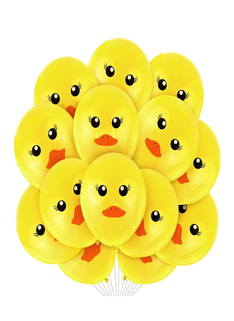 Reko 80 Pieces Yellow Duck Latex Balloons Cartoon Duck Printed Balloons Cute Duck Face Latex Balloons - Image 1