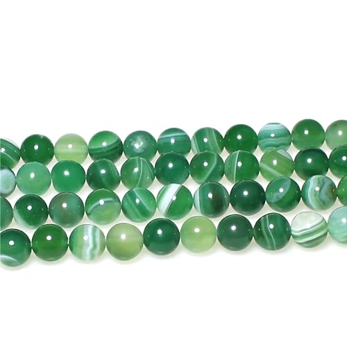 MJDCB Natural Stone Beads Green Striped Agate Round Loose Beads for Jewelry Making DIY Bracelet Necklace (12mm) - Image 4