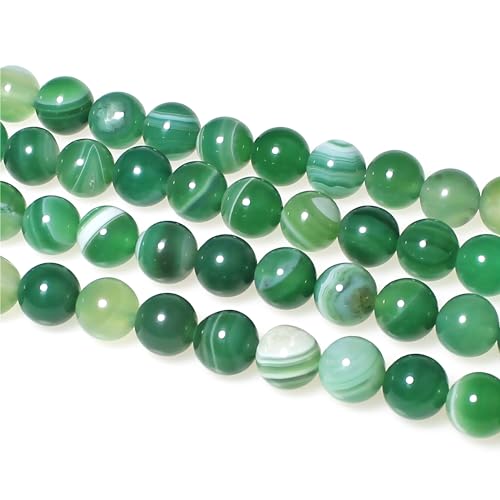 MJDCB Natural Stone Beads Green Striped Agate Round Loose Beads for Jewelry Making DIY Bracelet Necklace (12mm) - Image 5