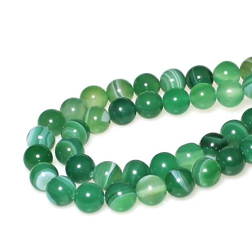 MJDCB Natural Stone Beads Green Striped Agate Round Loose Beads for Jewelry Making DIY Bracelet Necklace (12mm) - Image 3