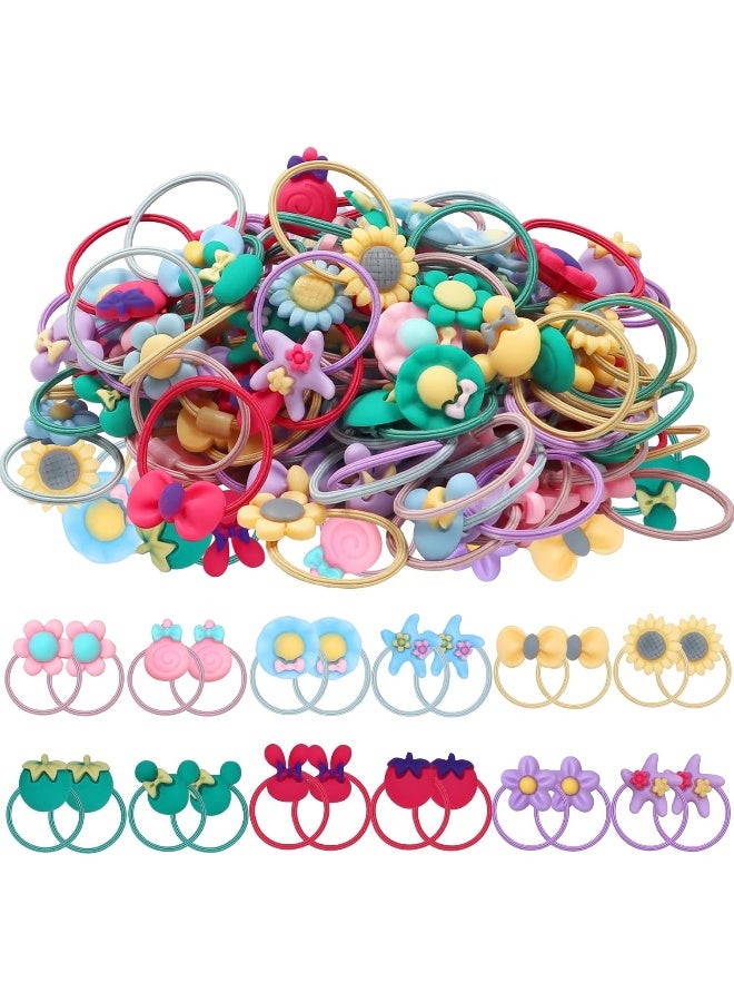 WillingTee WillingTee 120pcs (60 pairs) Mix Colors Elastic Hair Ties Soft Rubber Bands Hair Bands Holders Pigtails Accessories for Girls Infants Toddlers Kids Teens and Children  - Image 1