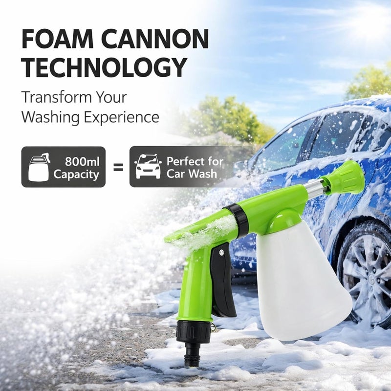 Foam Cannon High Pressure Sprayer Tool, 800ml ABS Bottle, Green - Powerful Foam Jet Technology, Multifunctional Use for Carwash and Gardening (Green) - Image 2