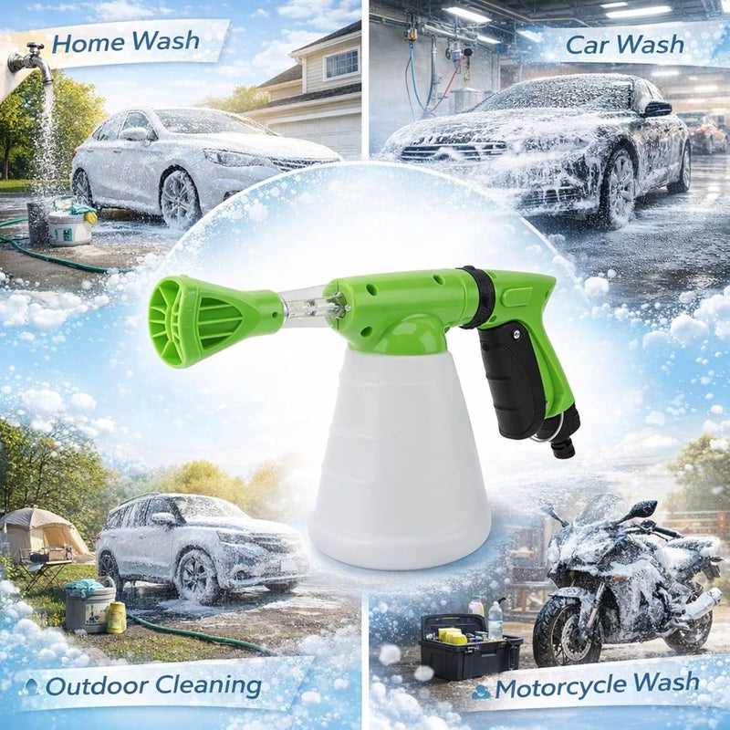 Foam Cannon High Pressure Sprayer Tool, 800ml ABS Bottle, Green - Powerful Foam Jet Technology, Multifunctional Use for Carwash and Gardening (Green) - Image 4