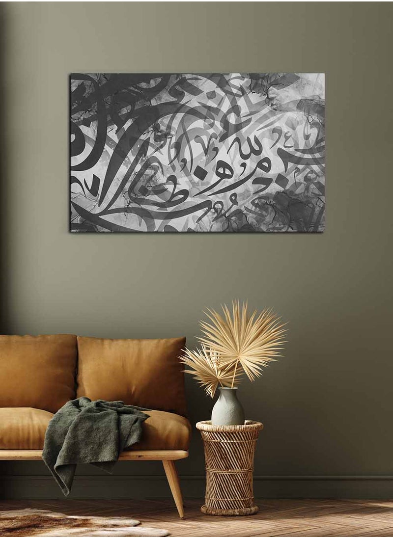 LOWHA Framed Canvas Wall Art Stretched Over Wooden Frame with islamic Art Arabic Calligraphy Painting  - Image 3