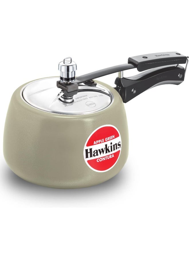 Hawkins قدر ضغط سيراميك ألمنيوم كونتورا سعة 3 لترات متوافق مع الحث مع غطاء داخلي بطانة غير سامة على الهيكل مقاوم للخدوش والبقع تفاح أخضر 3 لتر أخضر  - Image 1