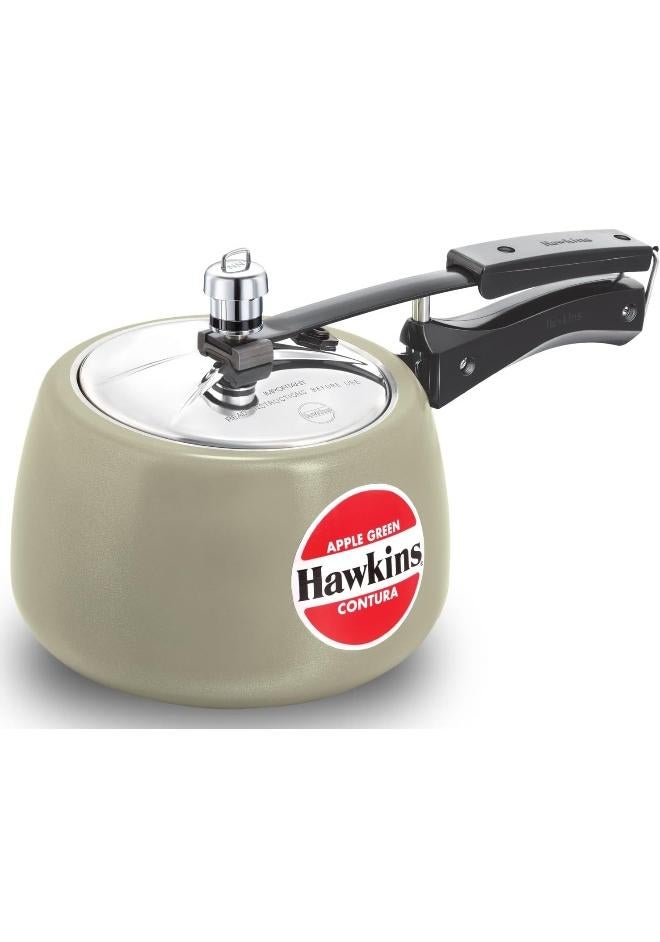 Hawkins قدر ضغط سيراميك ألمنيوم كونتورا سعة 3 لترات متوافق مع الحث مع غطاء داخلي بطانة غير سامة على الهيكل مقاوم للخدوش والبقع تفاح أخضر 3 لتر أخضر - Image 1