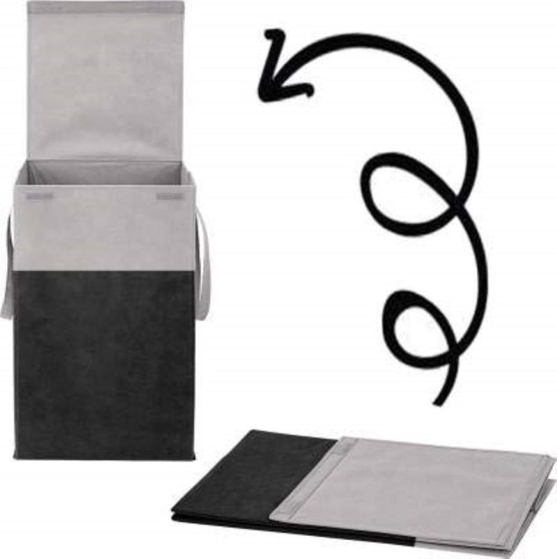 SH NASIMA 75 L Grey Black Laundry Basket Non Woven - Image 2