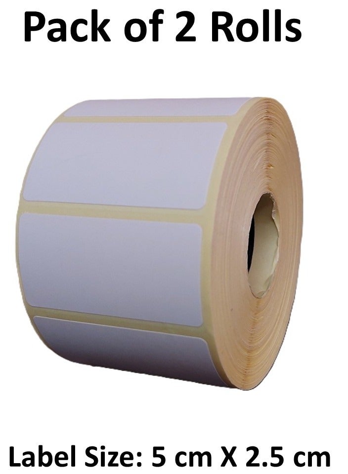 2 رول ملصقات باركود حرارية مقاس 5*2.5 سم – 2400 ملصق