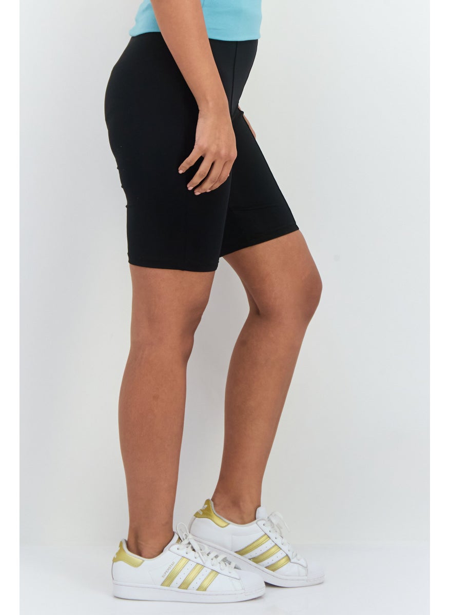 Bershka Women Solid Basic Shorts, Black  - Image 2