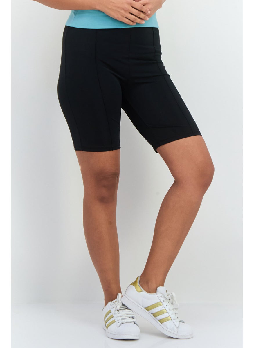 Bershka Women Solid Basic Shorts, Black  - Image 1