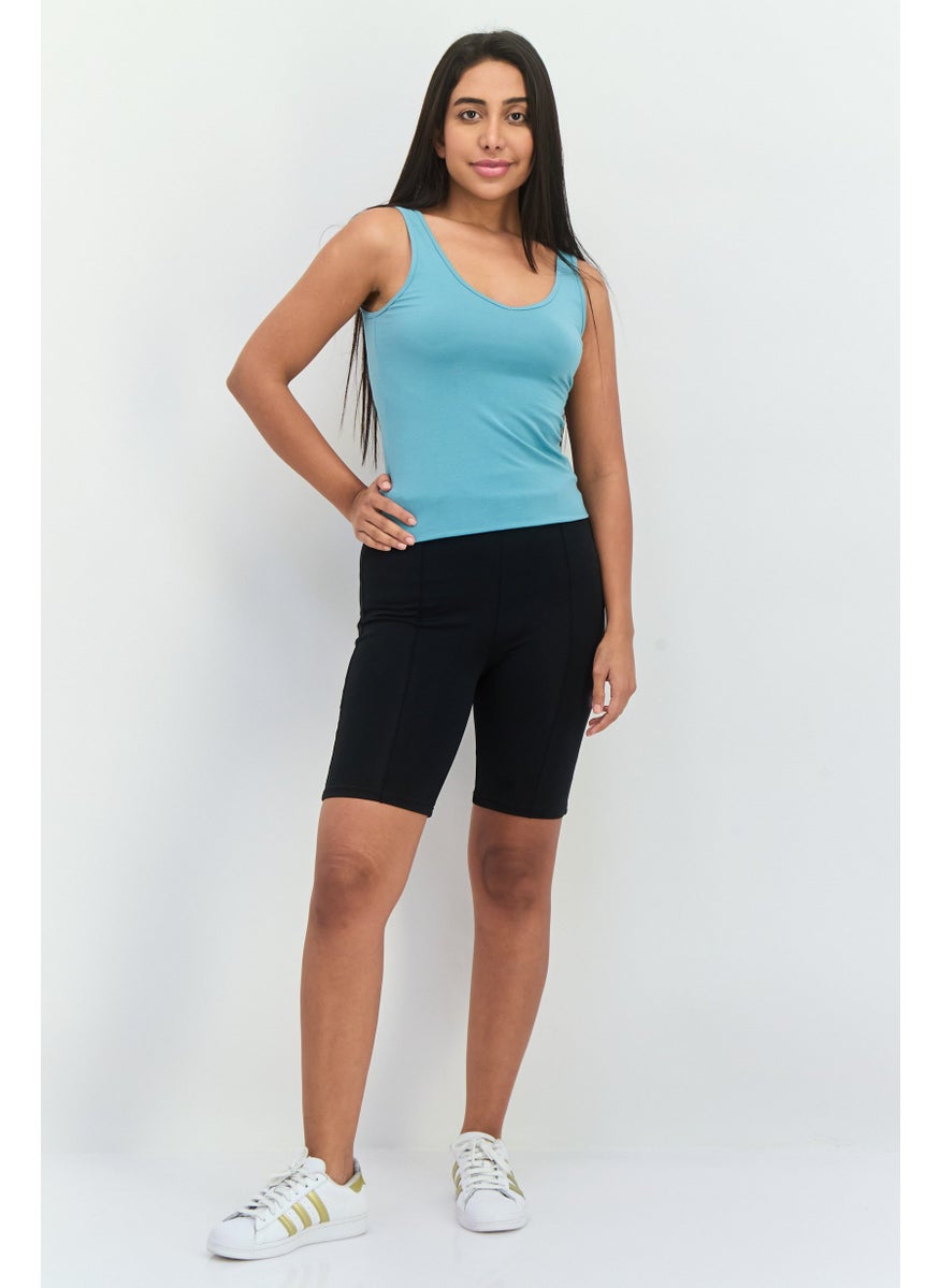 Bershka Women Solid Basic Shorts, Black  - Image 4
