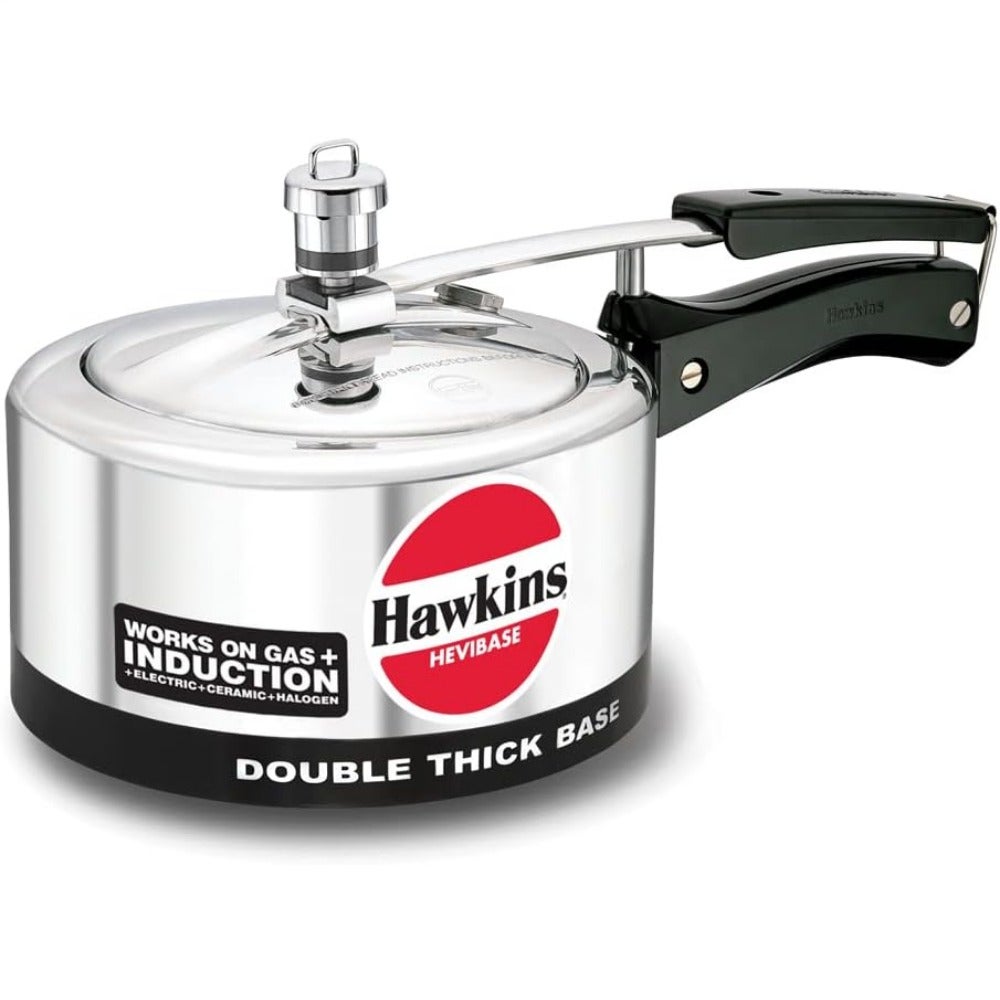 Kitchen pressure cooker, aluminium, silver, induction-compatible with inner lid, 2L capacity
