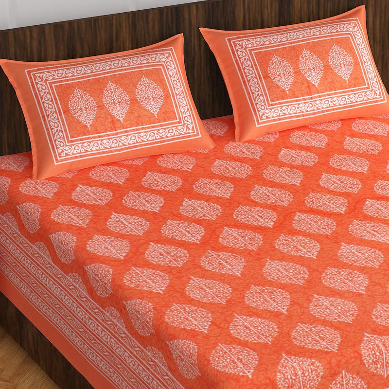 Cotton bedsheet for Double Bed Rajasthani Jaipuri Traditional Floral King Size Double Bedsheet with 2 Pillow Covers Multicolor116 - Image 1
