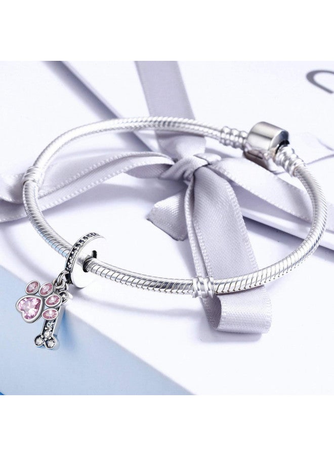 MallDou Jewelry Dog Paw Charm Fit for Pandora Charms Bracelet Pink Heart Zircon Bead Charms Birthday Jewelry Gifts - Image 3