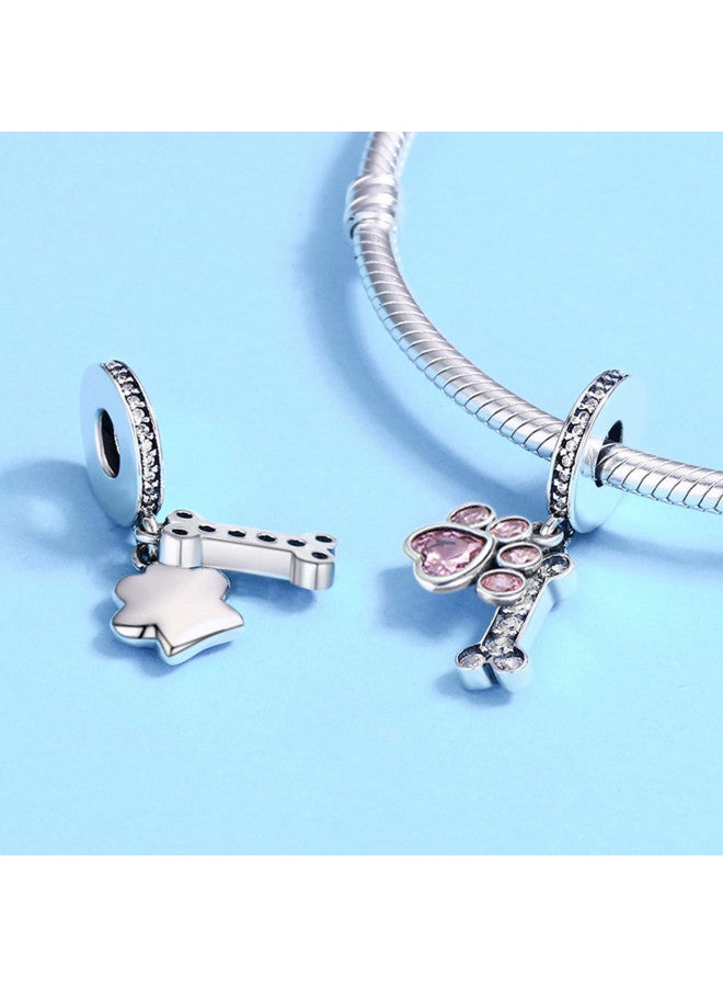 MallDou Jewelry Dog Paw Charm Fit for Pandora Charms Bracelet Pink Heart Zircon Bead Charms Birthday Jewelry Gifts - Image 4