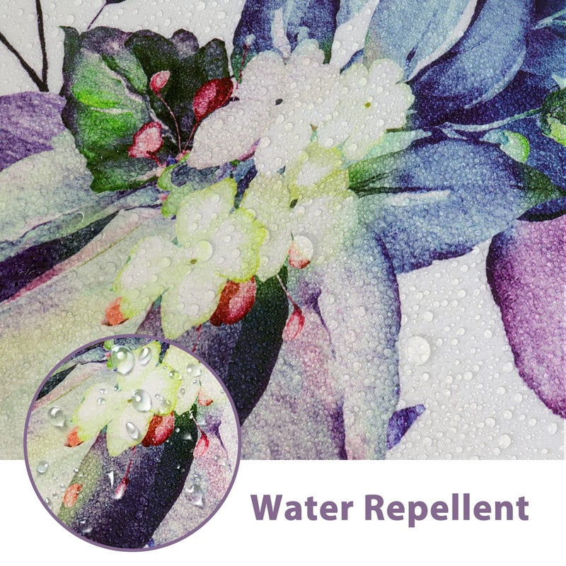 Nuseiis Blue Purple Eucalyptus Leaves Shower Curtains  Fabric Shower Curtain Modern Shower Curtain Sets  Stylish Floral Background Bathroom Decoration with 12 Shower Curtain Hooks  72x72 Inch - Image 5