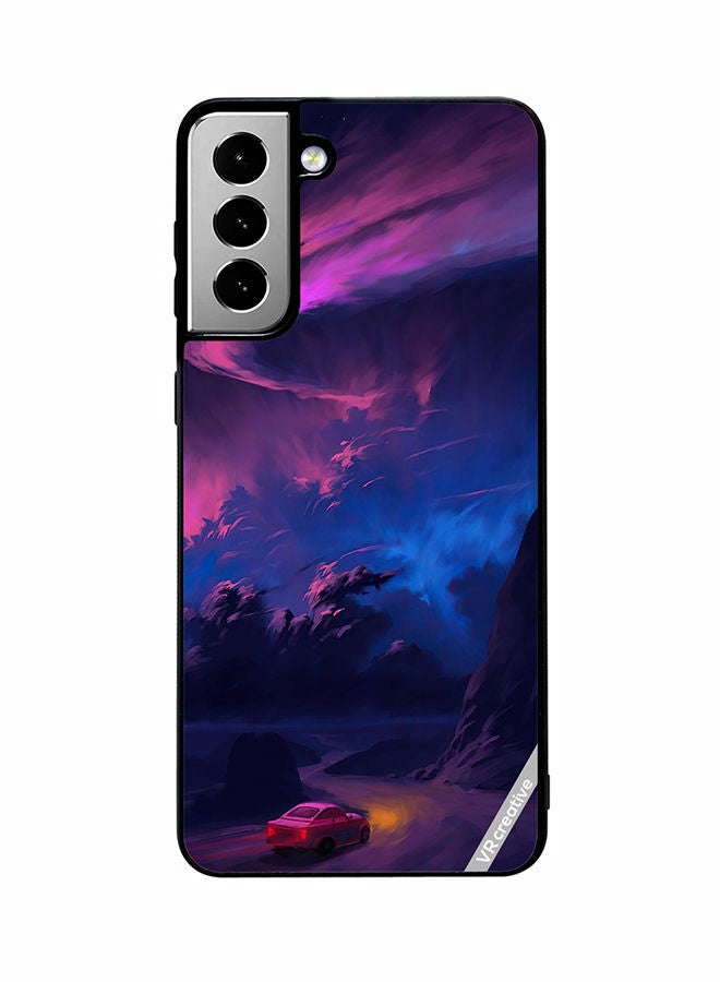 VR CREATIVE Protective Case Cover For Samsung Galaxy S21 FE 5G Car On Empty Road Design Multicolour - Image 1