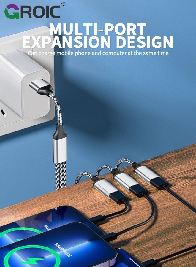 GROIC Multi Charging Cable, Charger Cable Nylon Braided Multiple USB Universal 3 in 1 Cord Adapter with Type-C, Micro Port Connectors for Cell Phones and More - Image 3
