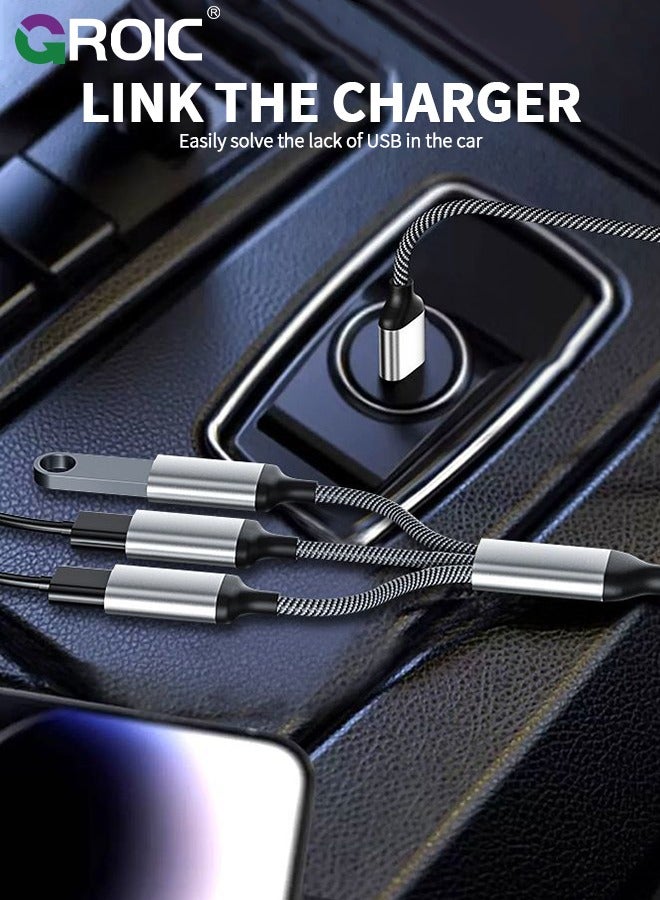 GROIC Multi Charging Cable, Charger Cable Nylon Braided Multiple USB Universal 3 in 1 Cord Adapter with Type-C, Micro Port Connectors for Cell Phones and More - Image 4