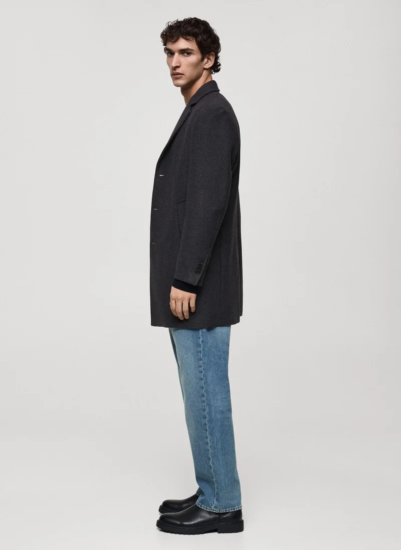 Mango Man Coat Hake Button Detailed Coat