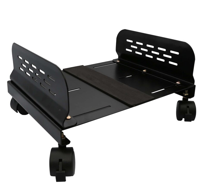 Syba IO Crest Mobile Desktop Tower Computer Metal Floor Stand Rolling Caster Wheels with Tall Support Walls and Adjustable Width from 5" to 13" - Image 5
