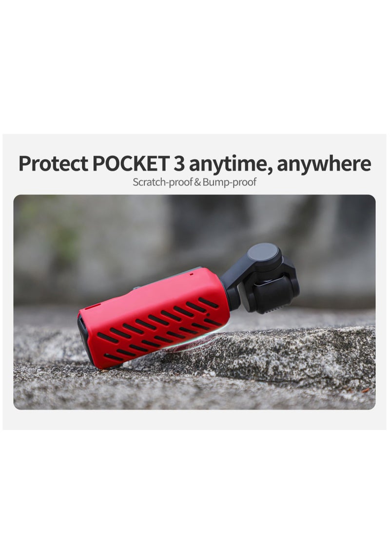 Generic Protective Case For DJI Osmo Pocket 3 Silicone Sleeve Cover Pocket 3 Camera Case Skin Shell Protector (Red)  - Image 4