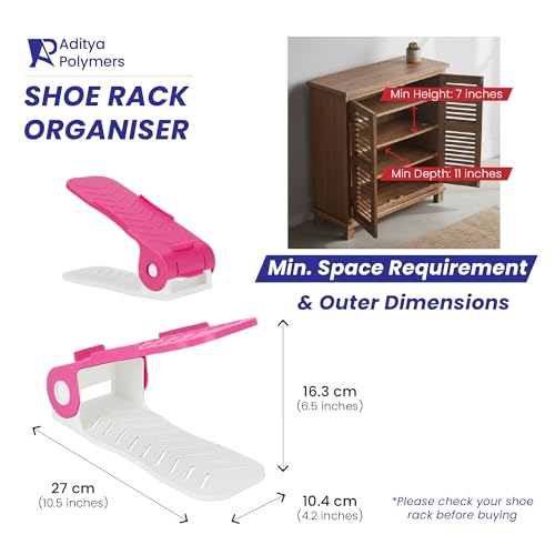 Aditya polymers (Pack of 12 pcs. - Adjustable Shoe Organizers/Organiser/Shoe Shelf/Rack/Slots/holders/Space Saver/double deck/layer/Storage Cum Organizer - Combo (MultiColor, Pack of 12), Plastic, Cm - Image 4