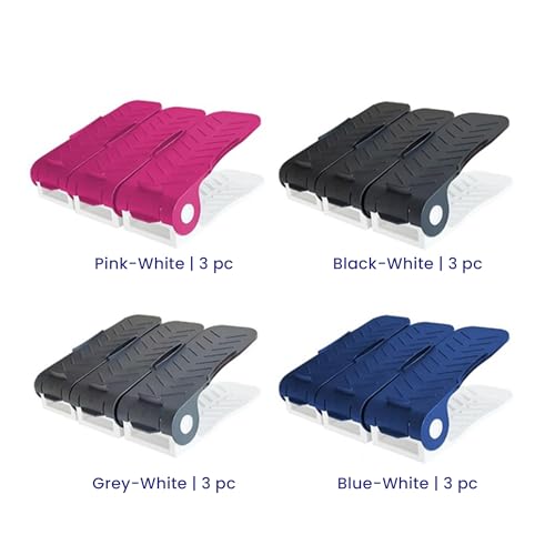 Aditya polymers (Pack of 12 pcs. - Adjustable Shoe Organizers/Organiser/Shoe Shelf/Rack/Slots/holders/Space Saver/double deck/layer/Storage Cum Organizer - Combo (MultiColor, Pack of 12), Plastic, Cm - Image 3