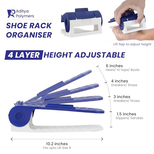 Aditya polymers (Pack of 12 pcs. - Adjustable Shoe Organizers/Organiser/Shoe Shelf/Rack/Slots/holders/Space Saver/double deck/layer/Storage Cum Organizer - Combo (MultiColor, Pack of 12), Plastic, Cm - Image 5
