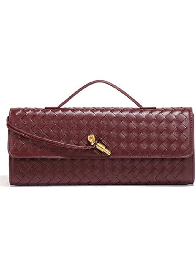 Trendy Woven Evening Clutch Purses Women Underarm Shoulder Handbag Cute Satchels Crossbody Purse PU Leather Wallet - Image 1