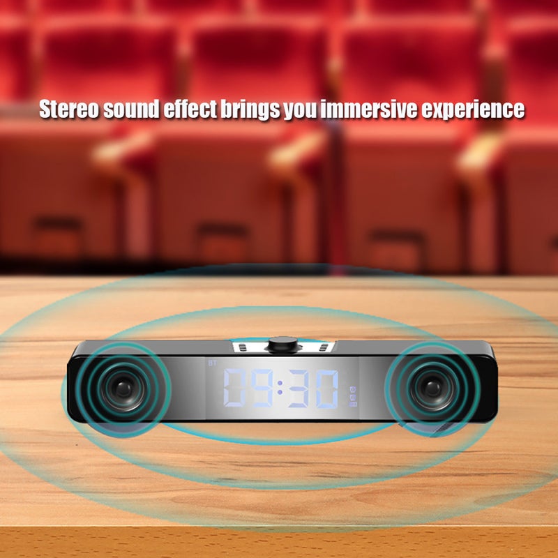 TV Sound Bar: 1400mAh White - BT5.0 Stable Connection LED TV Sound Bar With Clear Time Display Wireless BT Speakers for Home Theater - Image 5