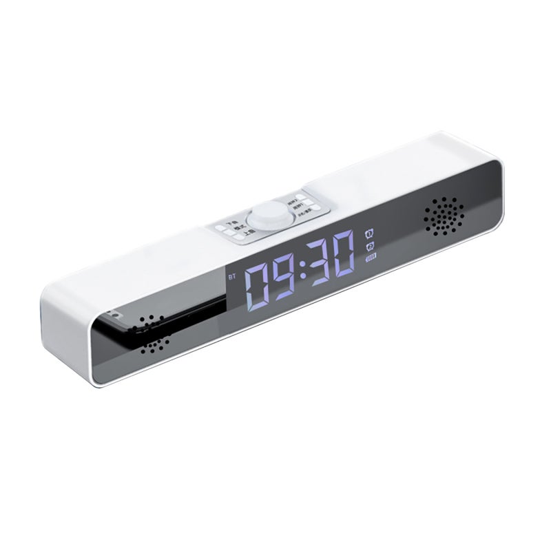 TV Sound Bar: 1400mAh White - BT5.0 Stable Connection LED TV Sound Bar With Clear Time Display Wireless BT Speakers for Home Theater - Image 1