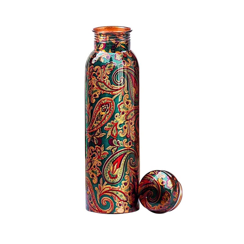 KC KC Pure Copper Designer Water Bottle with Leak Proof Protection Ayurveda and Yoga Health Benefits 1000ml 1Unit With Lacqure Coating  - Image 2