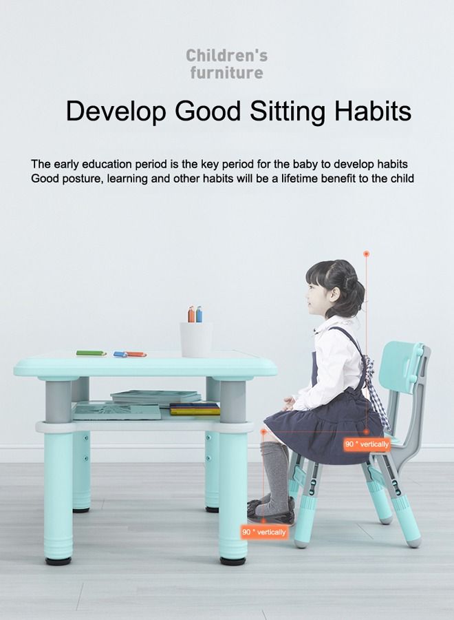 JSAITOYS Plastic Adjustable Height Fireproof Wood Surface Drawing And Study Table Chair Set  - Image 3