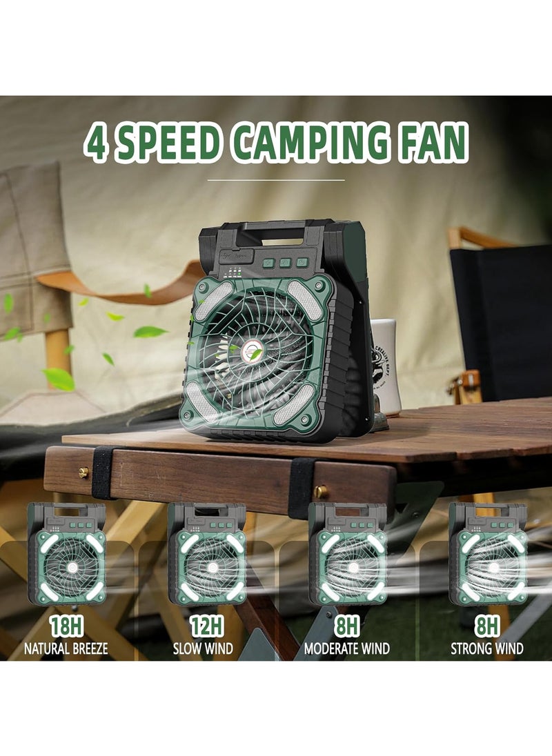 ALASAMCO - Solar Powered Fan,10400mAh rechargeable Solar Power Cordless Battery Fan with LED Lantern | 4 Wind Speeds Adjustable | 3 Timers Modes | Quiet , Portable Camping Fan for Travel, Tent, Fishing ,Picnic - Image 1